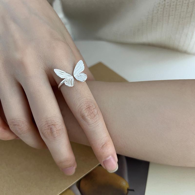 New 925 Sterling Adjustable Elegant Butterfly Ring For Women Geometric Handmade Butterfly Ring Party Christmas Gift Fine Jewelry