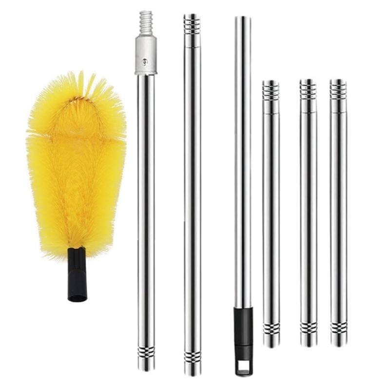 Portable Gutter Cleaning Tool Set with Double Brush Heads Sturdy Stainless Steel Materials for Efficient Outdoor Use