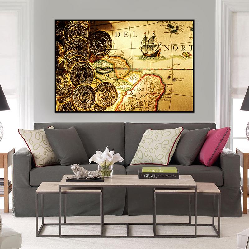Mappa decorativa vintage Immagine decorativa da appendere per soggiorno Forniture per studio Decorazione per la casa Decorazione da parete