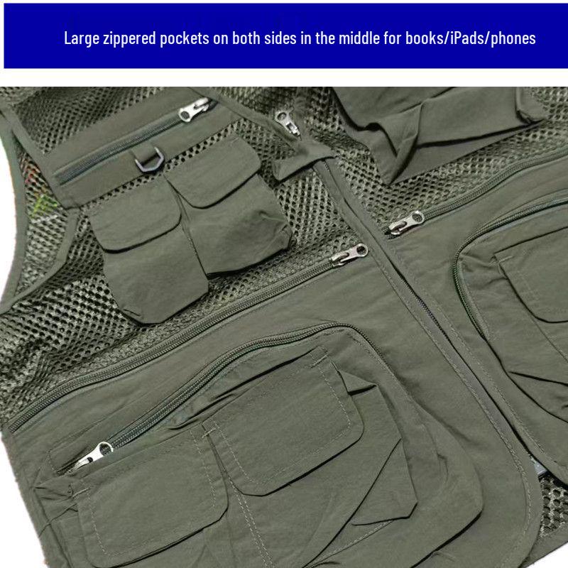 Men's 7XL Quick-Dry Mesh Vest With Multi-Pockets - Breathable Summer Wear