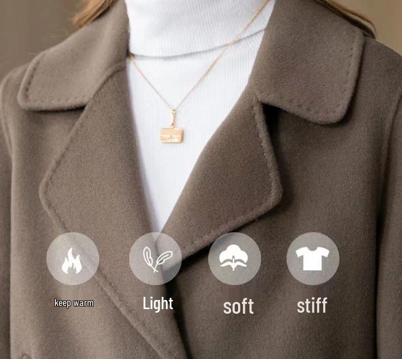 Dam Petite Dubbelsidig Ull Höstkappa - Trendiga 2025 Korta Ytterkläder