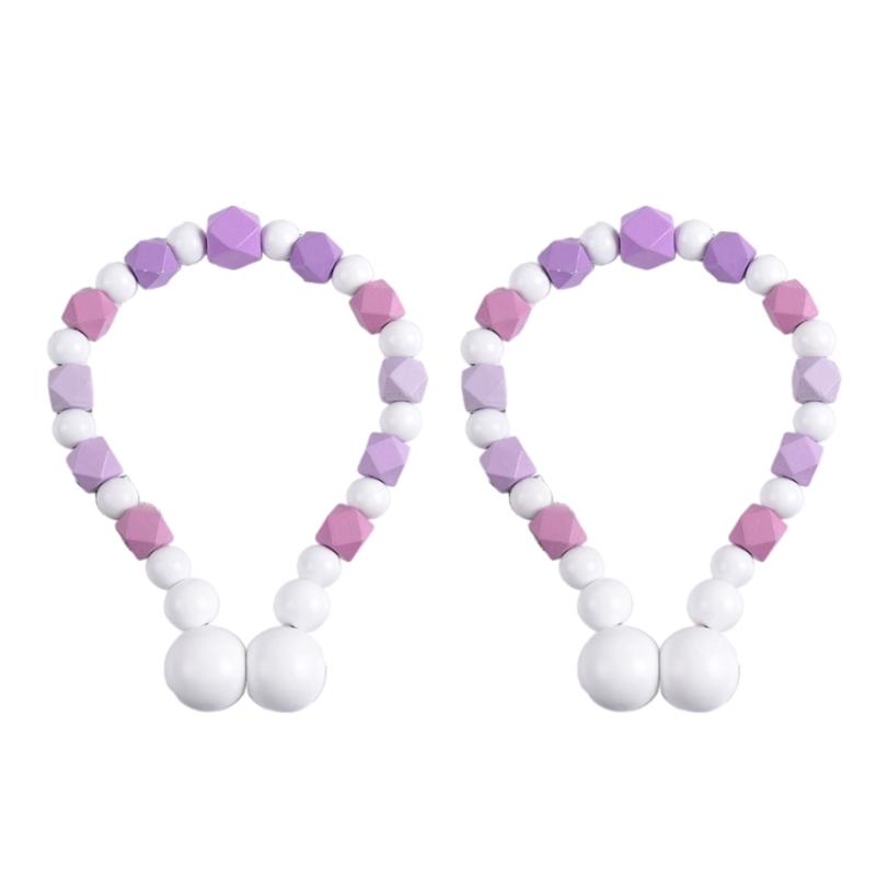 2Pcs No Tool Installation Curtain Holders Gradient Wooden Beads Magnetic Window Drapery Tiebacks Holdbacks Home Upgrades