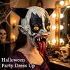 Adults Spooky Role Play Mask Halloween Horror Clown with Long Tongue, Latex Scary Realistic Tongue Creepy Costume Prop for Cosplay Parties,