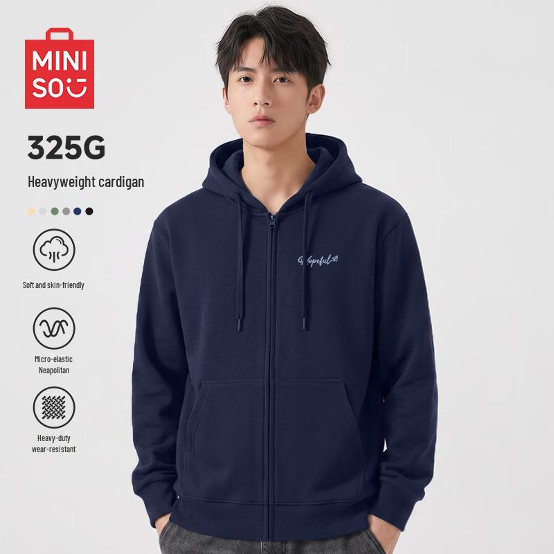 MINISO Men's Casual Hooded Zipper Sweatshirt