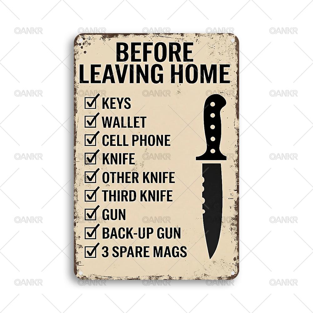 

Funny Poster Metal Tin Sign Ideal Gift Before Leaving Home Checklist Metal Signs for Man Cave Bedroom Home Art Decor 20x30cm
