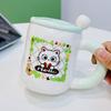 High Value Bear Straw Cup with Handheld Ceramic Cup Cute Creative Personality Mug Breakfast Milk Cup Office Cup