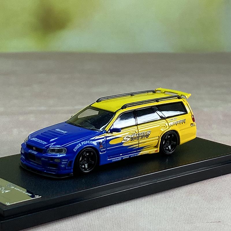 SW Diecast 1/64 Scale Nissan Stagea R34 GT-R Wagon Car Model Alloy Nissan Stagea R34 GT-R Car Model Gift Collection Ornament
