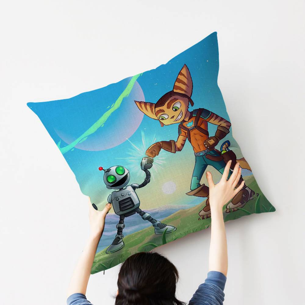 Cartoon R-Ratchet N C-Clank Maple Design Cushion Cover Happy Autumn Harvest Decor Holiday Decorati Pillow Cover