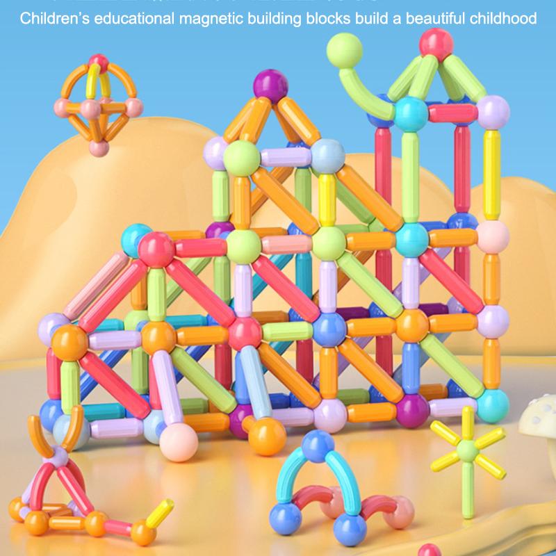 Assembled Magnetic Building Blocks Cube Set Early Education Toys Brain Development Puzzle For Baby Creative Magnetic Rod Toy