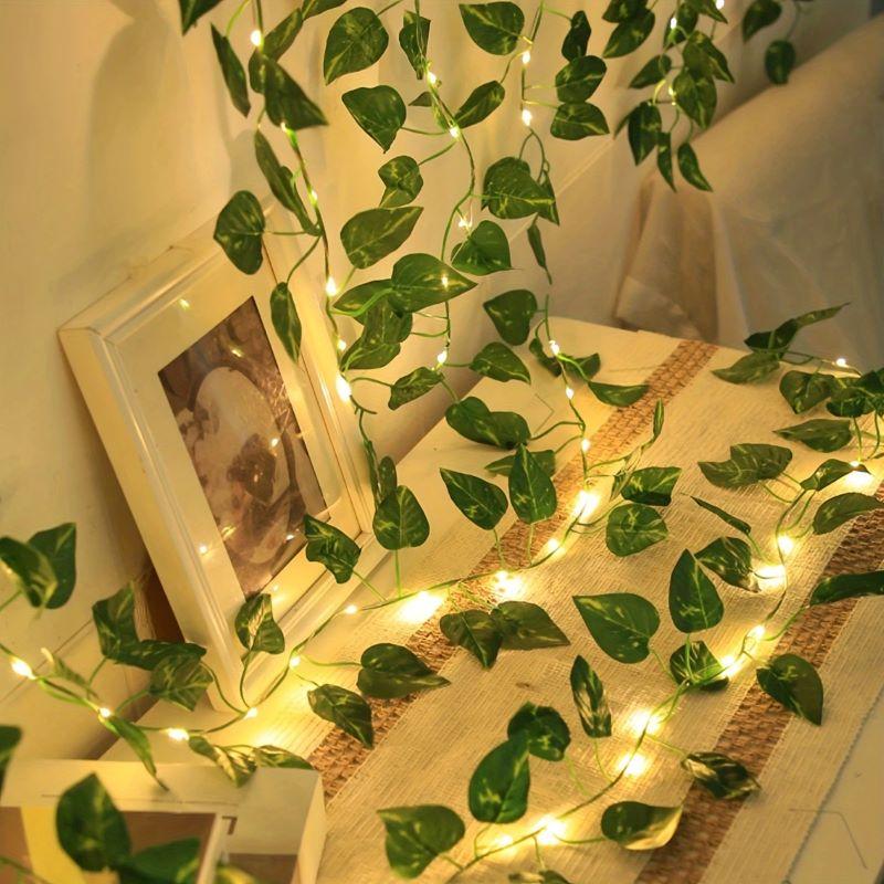 Solar Powered Rattan Leaf Light String Waterfall Light Fairy Flower Wreath Light Suitable for Courtyard Garden Balcony Parties