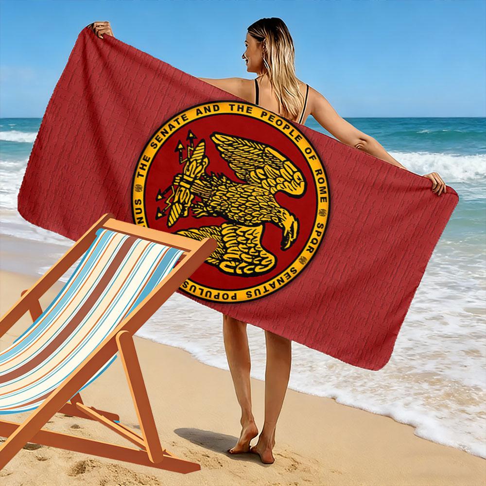 Asciugamano con Aquila Romana Emblema SPQR Un must-have per il viaggio in spiaggia