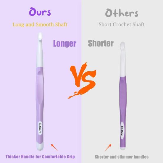 5 Pcs Ergonomic Crochet Hooks Large Crochet Hook for Chunky Yarn 8.0mm 10.0mm 12.0mm 15.0mm 20.0mm Crochet Hook for Crocheting Enthusiasts