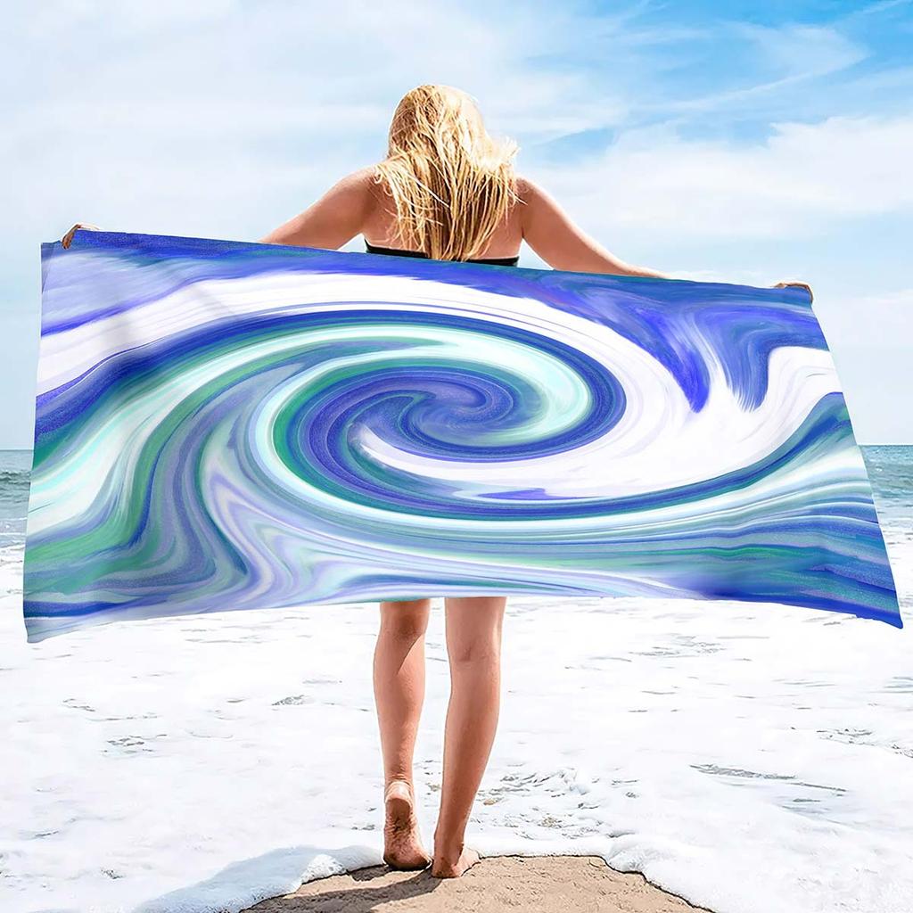 Colorful Whirlpool Series Seaside Vacation Beach Towel Swimming Bath Towel Microfiber Sports Towel