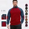 Men's Corduroy Sweatshirt Long Sleeve Pullover Quarter Button Up Collar Fall Casual Sweat Shirts Turtleneck Pullover Henley Mock Neck Tops for Men
