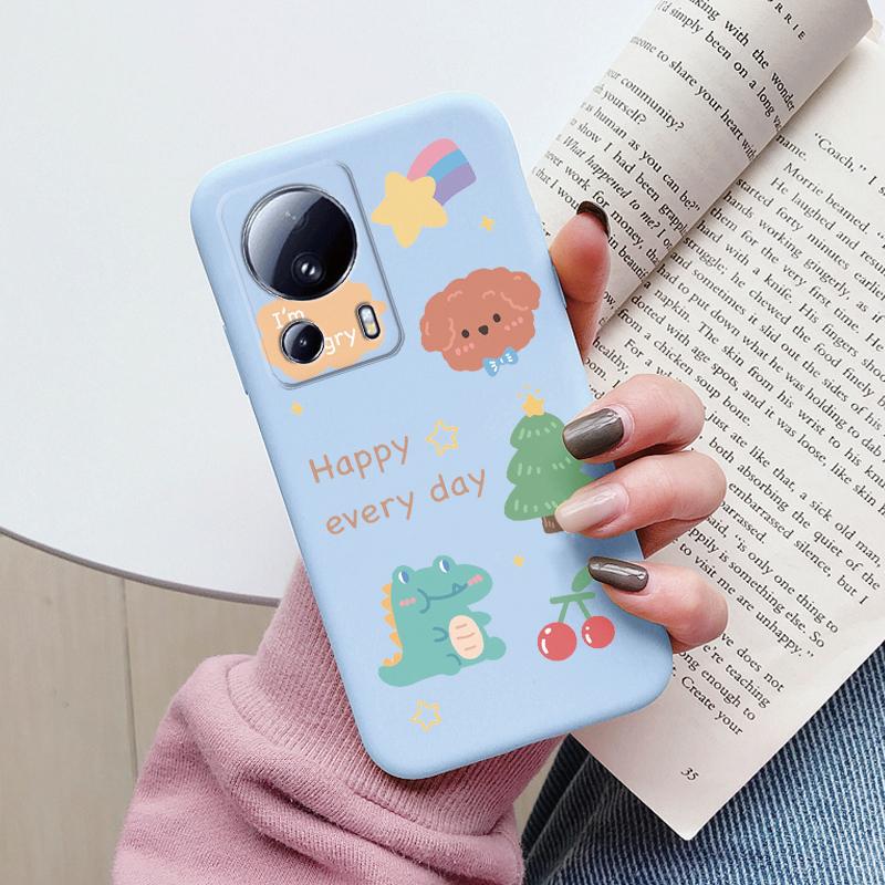 For Xiaomi 13 Lite Phone Case Cute Fashion Heart Flowers Soft Silicone Bumper Cover For Xiaomi13 Lite Fundas Shell Cartoon Gifts