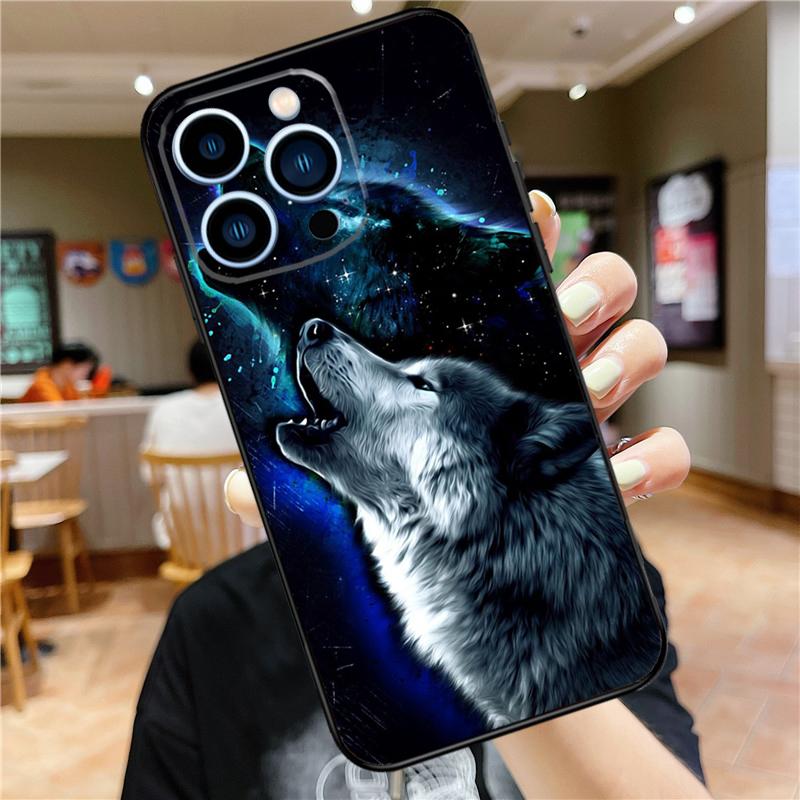 Animal Wolf Galaxy Soft Case For iPhone 16 15 Pro Max 14 Plus 13 12 Mini 11 XS Max X XR 7 8 Back Cover