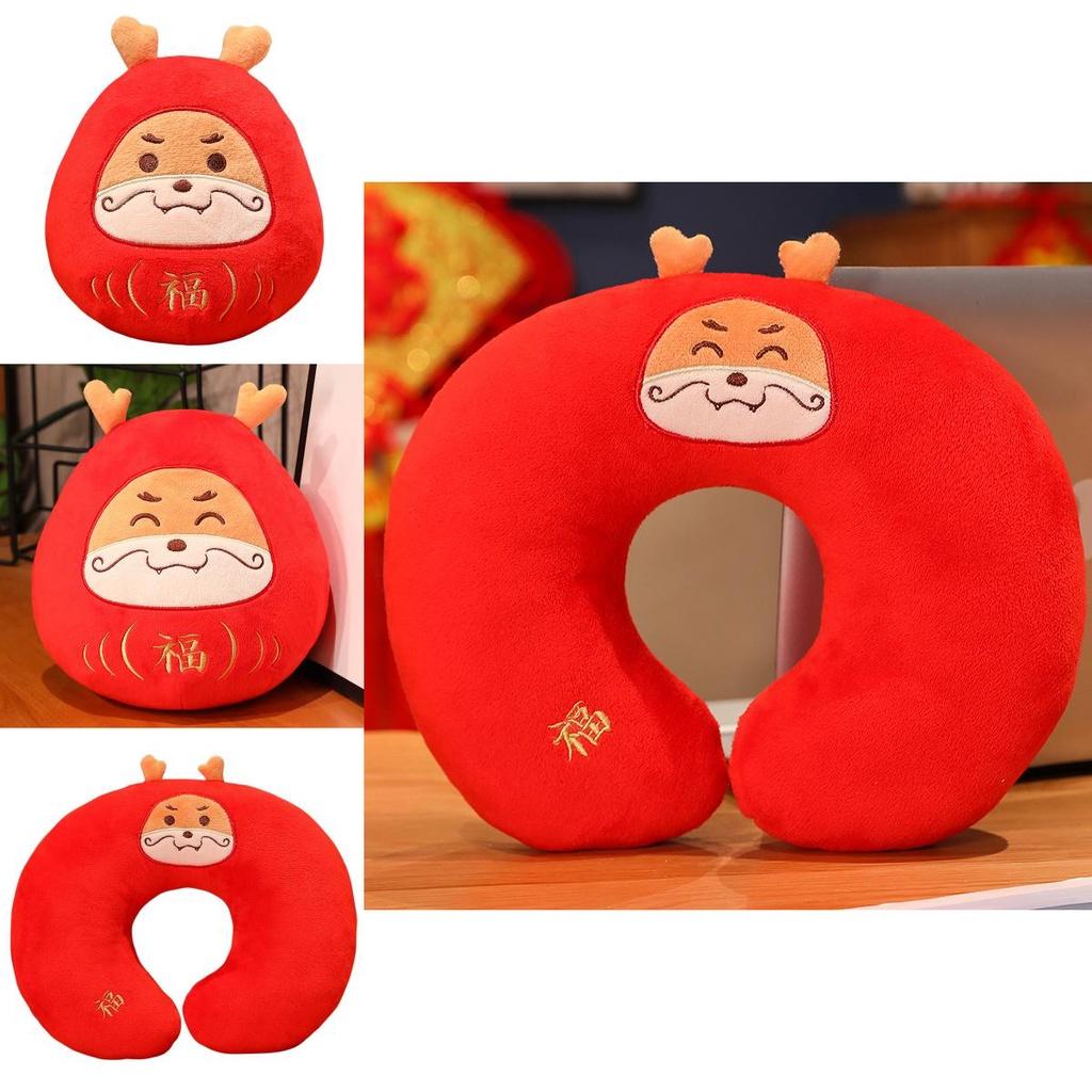 Peluche Drago Dharma Bambola Drago Rosso Drago di Capodanno Drago della Fortuna Cuscino da Collo Scaldamani Peluche Drago