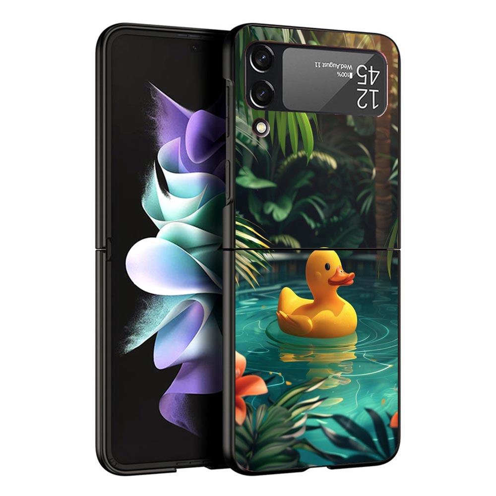 Rubber Ducks Swimming Pool Black Phone Case For Samsung ZFlip7 ZFlip6 ZFlip5 ZFlip4 ZFlip3 5G Hard Protective Galaxy Z Flip 3 4