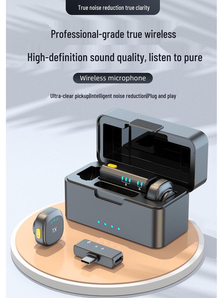 Magnetic Wireless Lavalier Microphone with Cold Shoe Mount and Noise Reduction for Live Streaming and Outdoor Shooting.