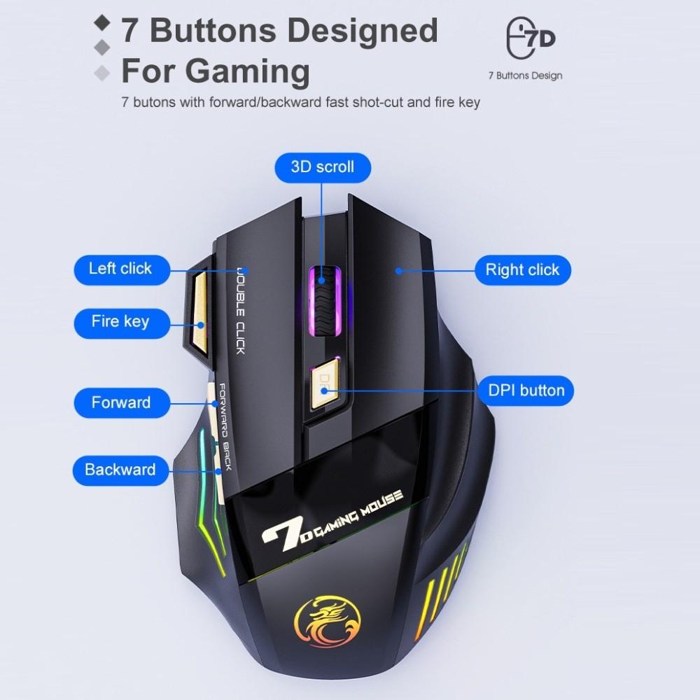 Colorful Lights 2.4G Wireless Mouse RGB Rechargeable Mouse Cool Laptop Wireless Mouse  Office/Home