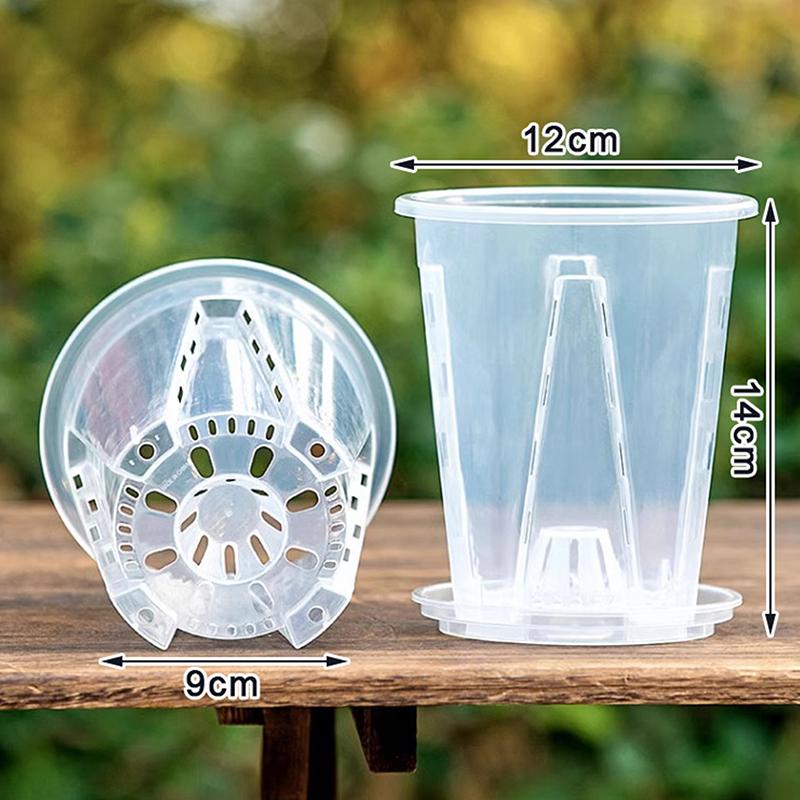 Plastic Transparent Flower Pot With Pan Thickened Small/Large Orchid Pot Hollow Transparent Flower Pot