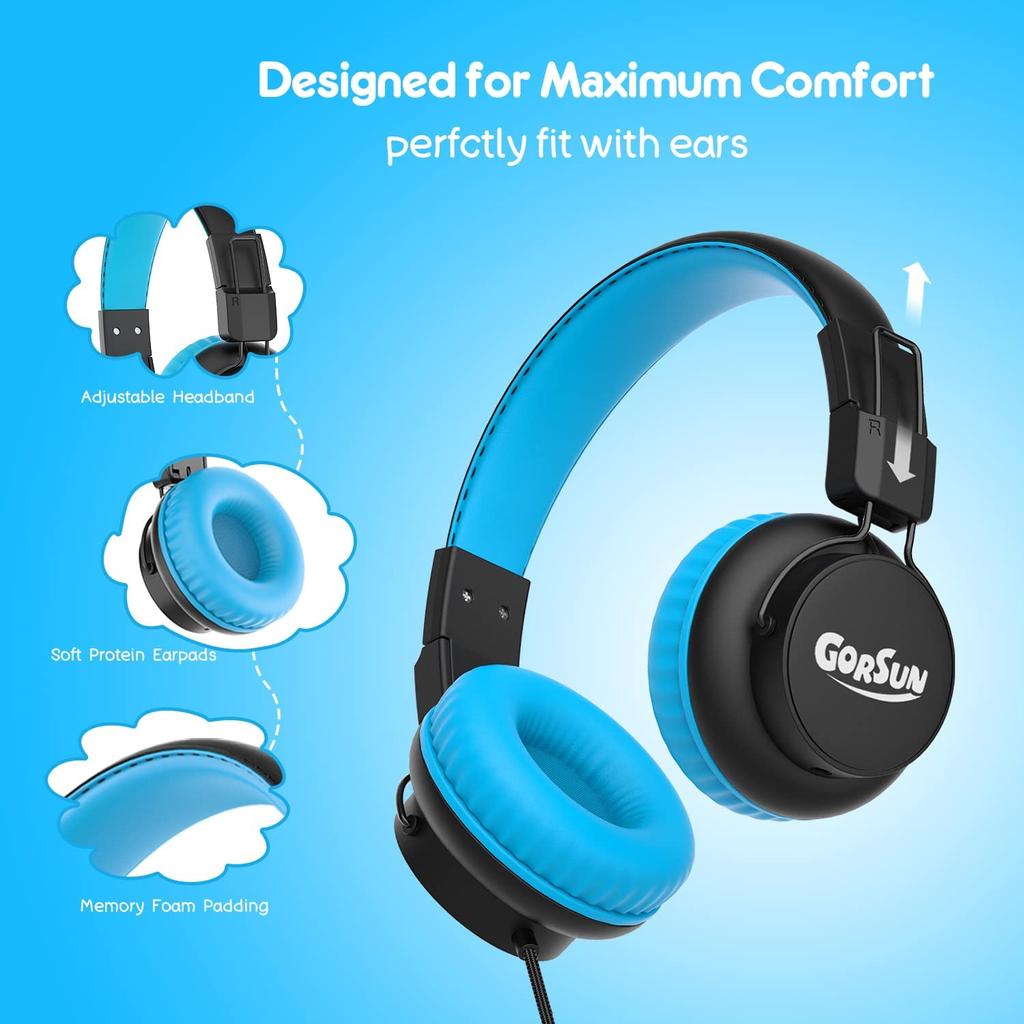 Kids Headphones, Headphones, 85dB/94dB Volume Limited, Wired Headphones with Mic, Sharing Function, Adjustable Toddler Headphones for School/Tablet/PC