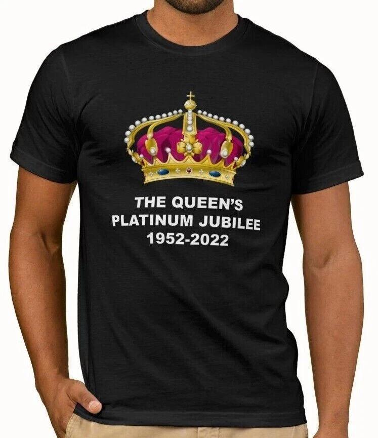 Queen Elizabeth II Platinum Jubilee T-Shirt | 1952-2022 Emblem Top Crown Tee L