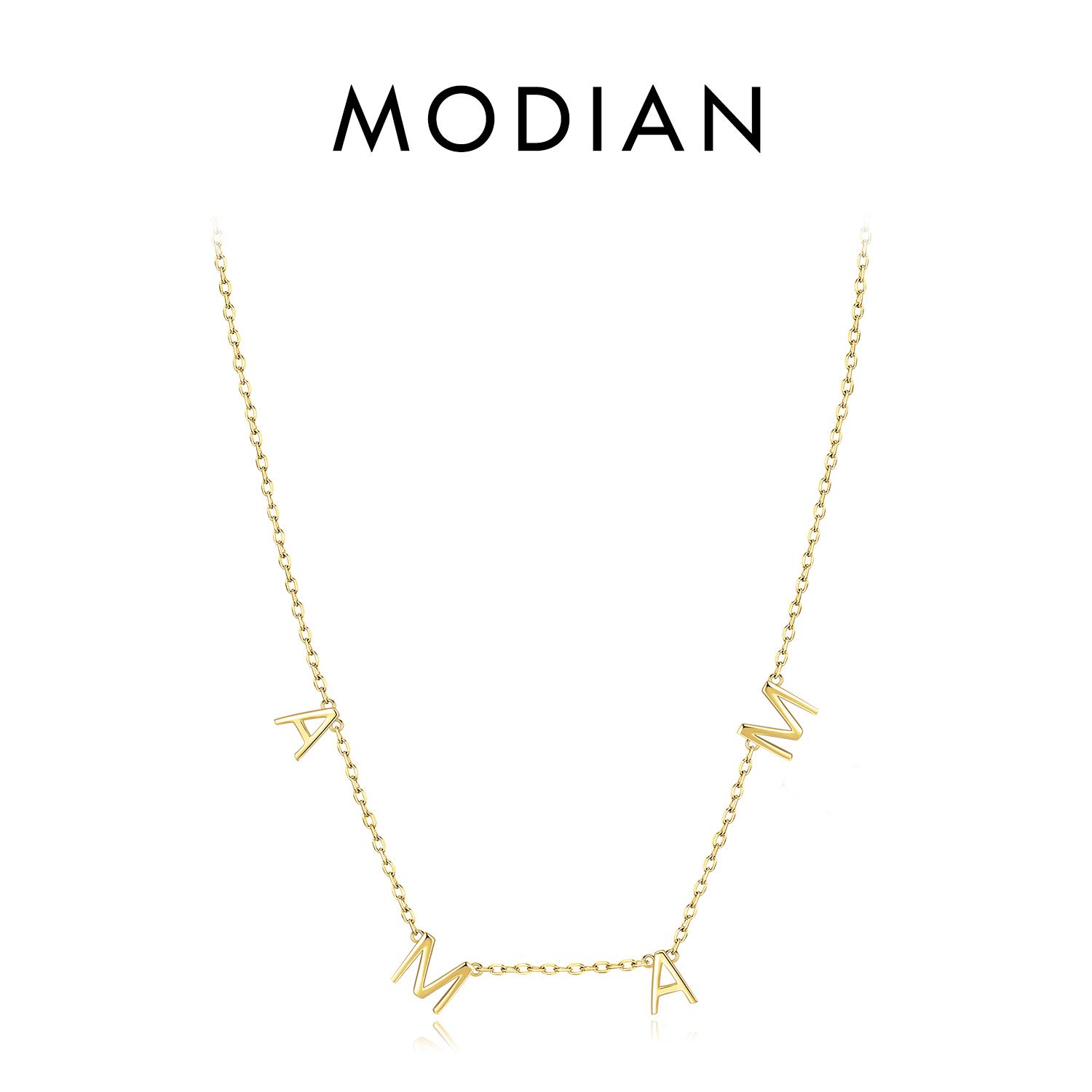 

Модиан, стерлинговое серебро 925 пробы, классический простой кулон «МАМА», ожерелье, блестящая цепочка на шею цвета розового золота для женщин, ювелирные изделия, подарок золотой