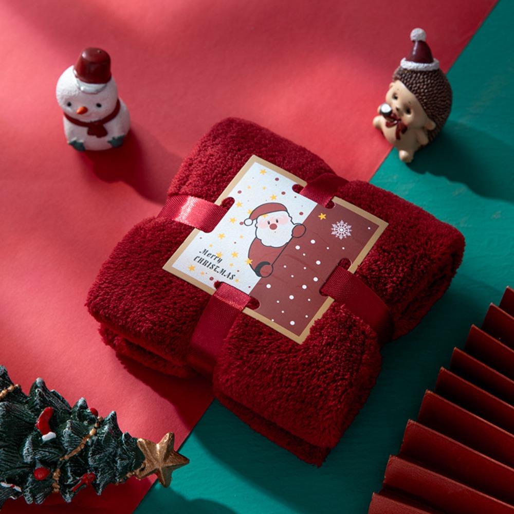 

Reusable Christmas Towel Xmas Holiday Decorative Wash Cloth Face Towel Christmas Gift Party Gift 30*60cm-A Wine red