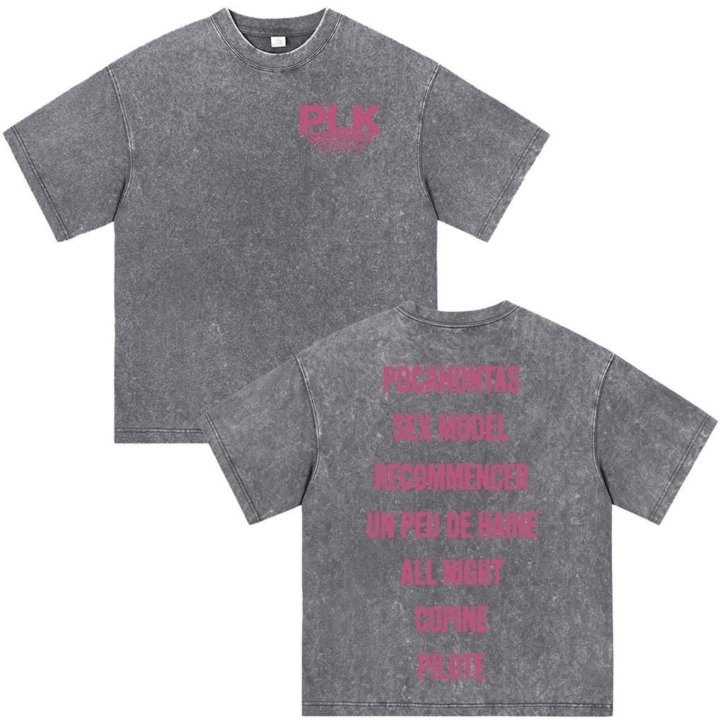 Rapper Plk Portrait Graphic Vintage Washed T-shirts Men Women Clothing Fashion Casual Oversized Short Sleeves T Shirt Streetwear