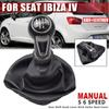 Gałka zmiany biegów do SEAT IBIZA IV Manualna 5-biegowa 6-biegowa gałka zmiany biegów dźwignia zmiany biegów z czarną skórzaną osłoną bagażnika