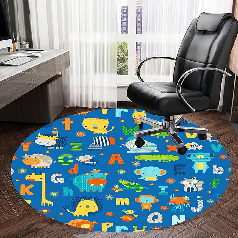 1pc Animal Alphabet Circle Round Carpet, Made of Polyester,Office Chairs, Living Rooms, Or Bedrooms, a Cool Rug for The Living Room.ydt26100
