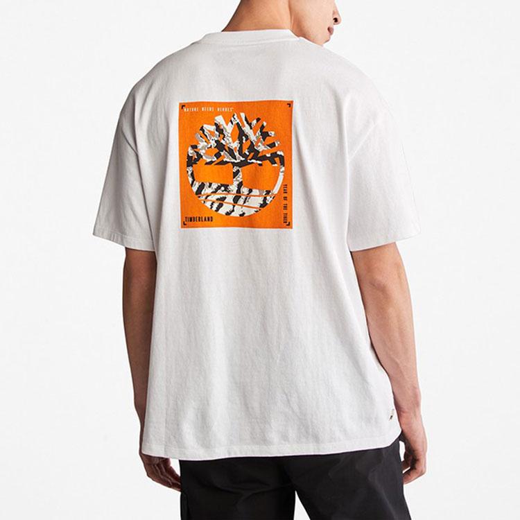 Timberland Casual Camouflage Print American Vintage Loose Short Sleeve T-Shirt Men Tops White A27GE-100