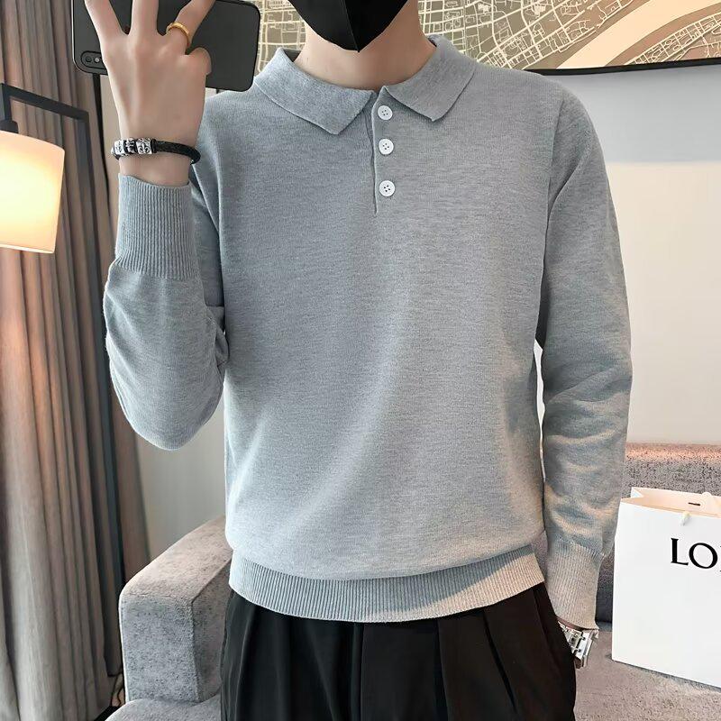 Men s Half-Zip Lapel Sweater - Autumn/Winter Korean Style Knitwear Medium
