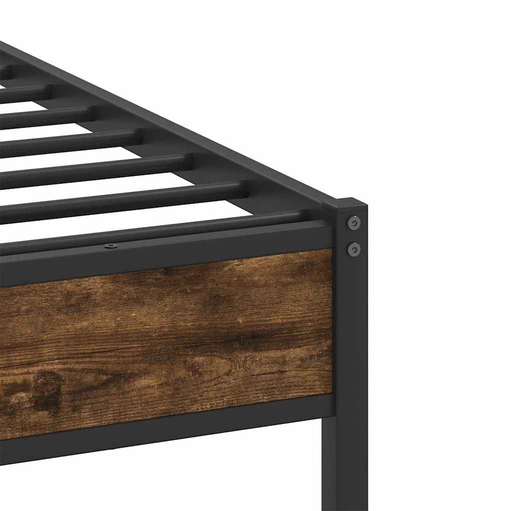 Bed Frame without Mattress Smoked Oak Finish 100x200 cm Wood Based Material