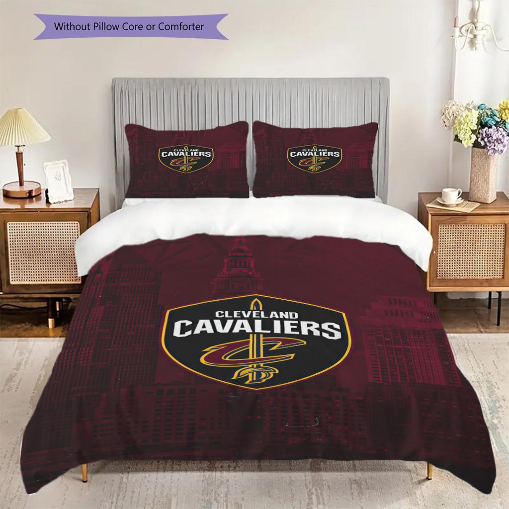 Cleveland Cavaliers Bold Emblem Three-piece set(1 * duvet cover + 2 * pillowcase, without core) Soft and comfortable Duvet cover and pillowcase