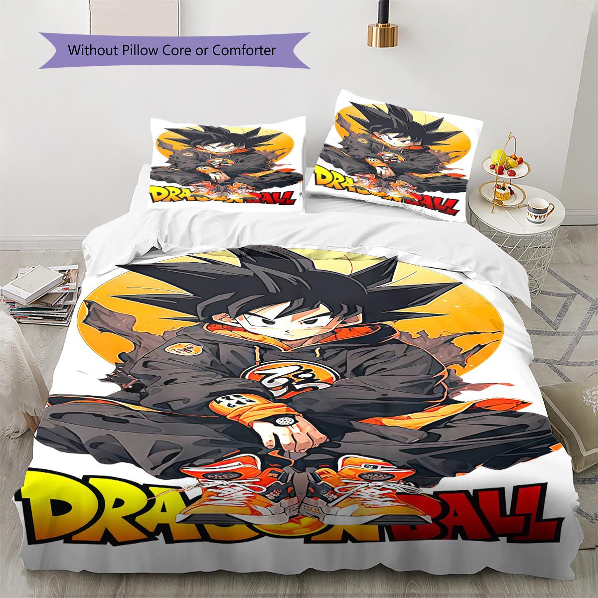 

Son Goku Pattern Bedding,Quilt Set Quilt Cover Pillowcase Home Birthday Gift (1 * duvet cover + 2 * pillowcase, without core) 135x200cm