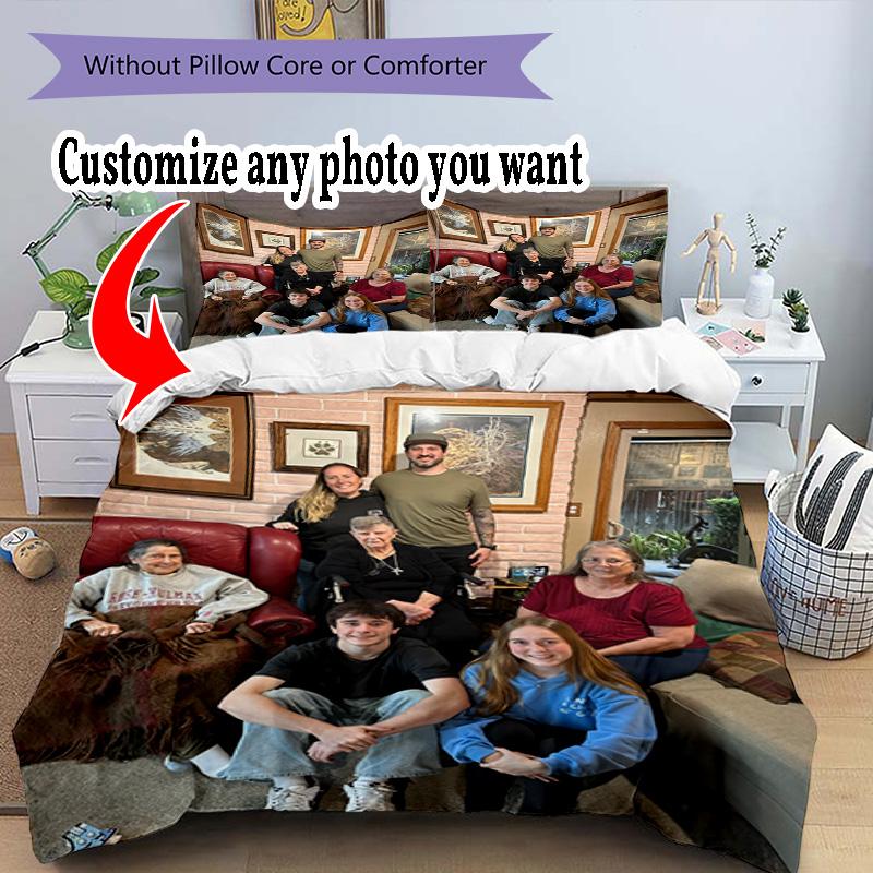 Customize Photos Customize Your Photo Bedding Set Breathable Duvet Cover with Pillowcases Home Decoration Birthday Gift