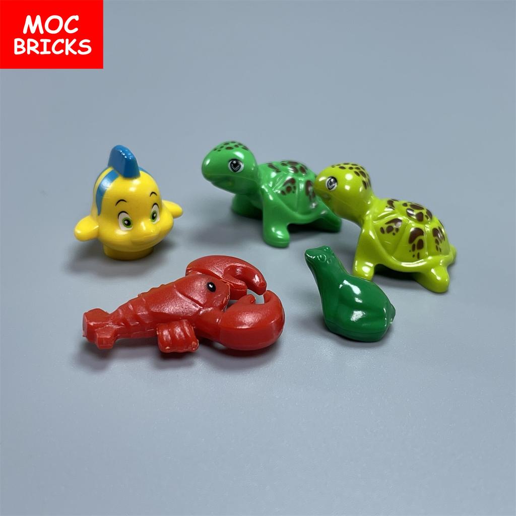 Non-Toxic Moc Bricks Frog Lobster Turtle Clown Fish Little Mermaid For Building Blocks Part Compatible Assembles Particles Children'S Toys