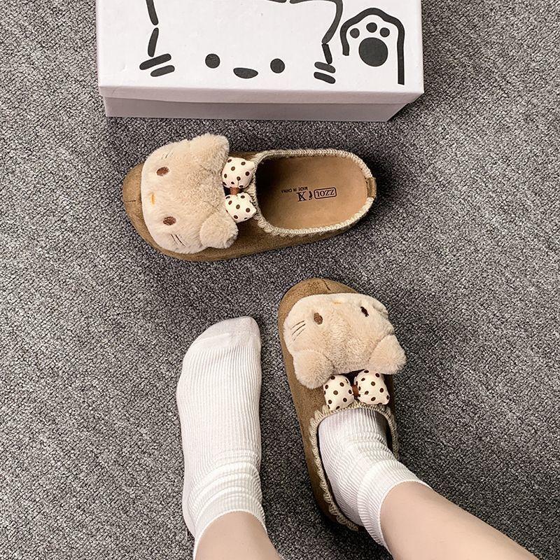 Summer three-dimensional versatile bag head cat cute cartoon casual slippers women's wind wear casual bag head drag