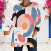 Women Plus Size Round Neck Long Sleeve Polka Dot Printed Loose Longline T Shirt With Pockets