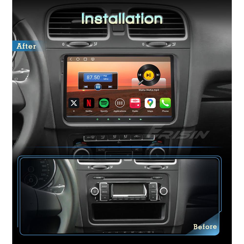 EU Erisin ES6691V Android 14 Car Stereo GPS Navi CarPlay DSP Auto Radio for VW Sharan Golf Seat Altea Skoda Fabia Dashboard