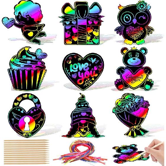 JULMELON 36 Pieces Halloween Scratch Paper Crafts Kit Bulk of Halloween Pumpkins Magic Rainbow Scratch Art for Kids DIY Party Ornaments Halloween Valentine Crafts