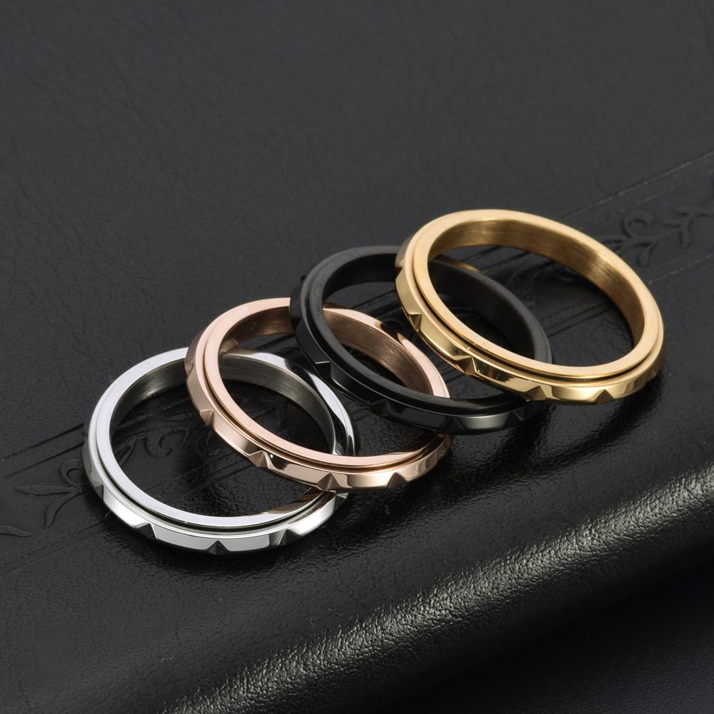 3MM Ultra Thin Rose Gold Titanium Steel Rotating Bamboo Knot Ring for Women Minimalist Jewelry Hypoallergenic Wedding Gift