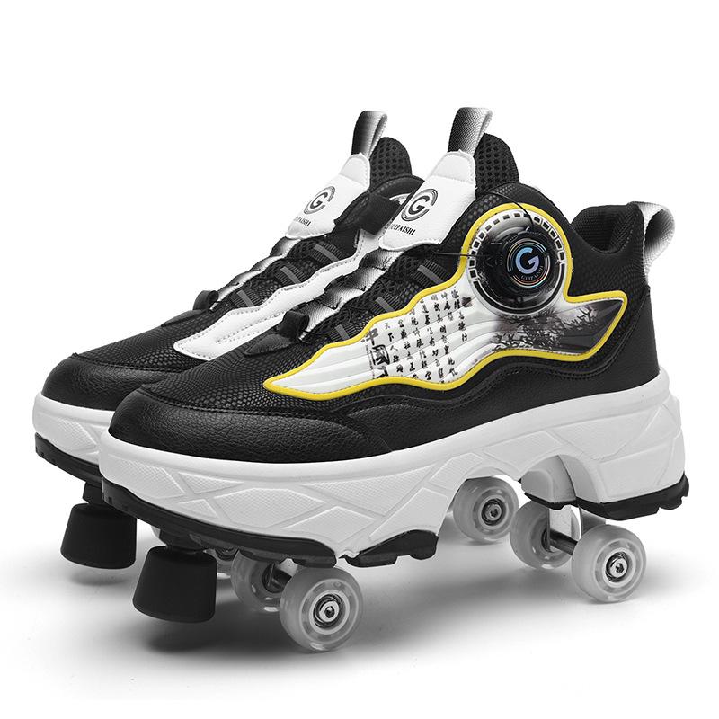 Transformable Dual-Use Roller Skates: 4-Wheel To Inline, Ice, & Walking Shoes