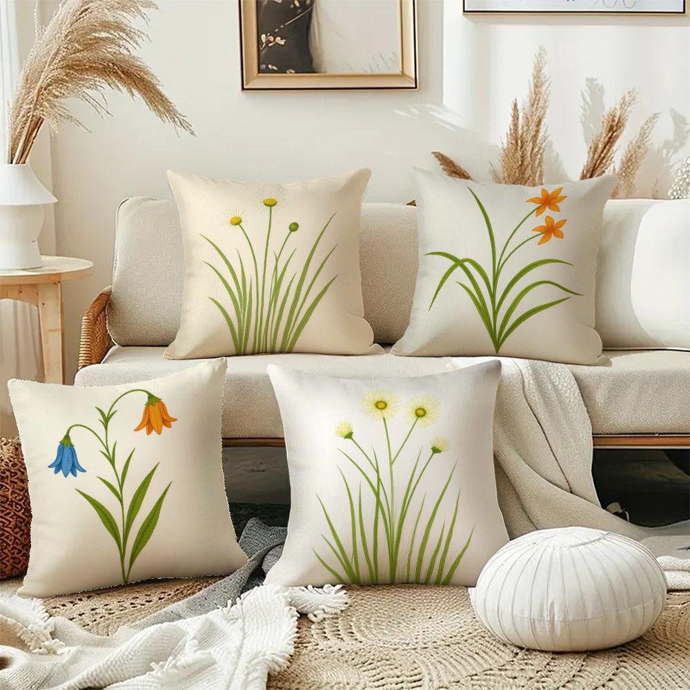 Bright wildflower theme digital printing pillow cover Short plush Suitable living rooms bedrooms sofas throw cushion cover 4pcs