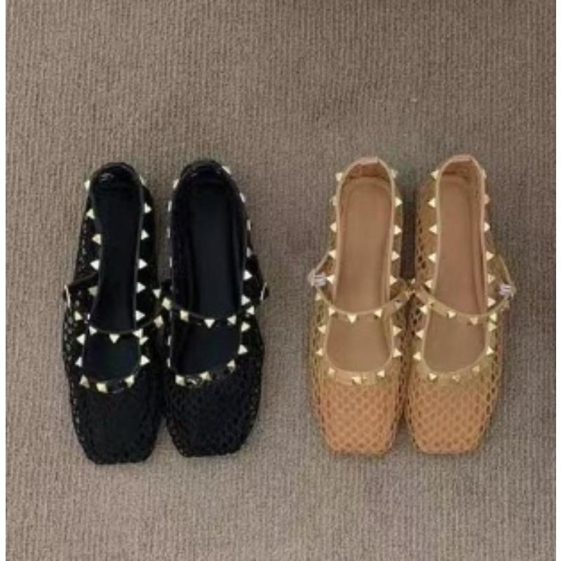 Mode Maille Respirante Strass Mode Polyvalent Femmes Nouveau Style Étranger Niche Ceinture Chaussures Mary Jane Plates à Semelles Souples Chaussures pour Femmes