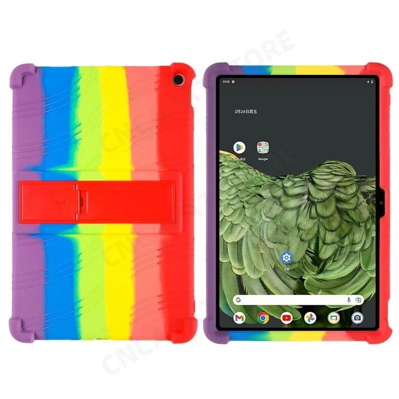 4 Verdickte Ecken Weiche Silikonhülle mit Ständer für Google Pixel Tablet Hülle 10.95" Kindersicherheit Stoßfester Schutzhülle