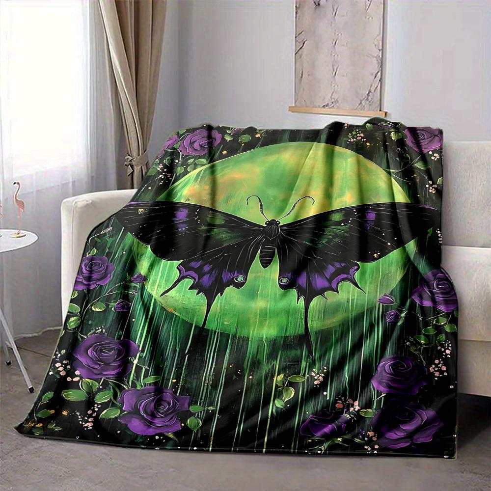 1pc Butterfly Moon Blanket, Lightweight Flannel Throw Blanket for Sofa, Bed, Travel, Camping, Living Room, Office, Couch105