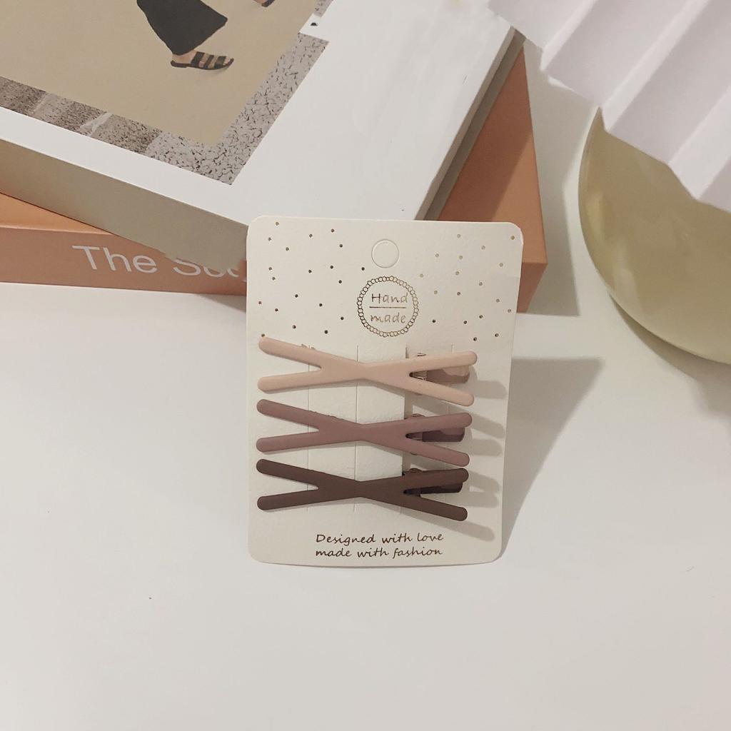 Épingles à cheveux simples givrées pour filles, 3 pièces, pinces à cheveux carrées, ovales, Triangle, pour enfants, épingles à cheveux, cliquez sur clac